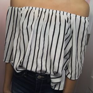 Off The Shoulder Striped Top